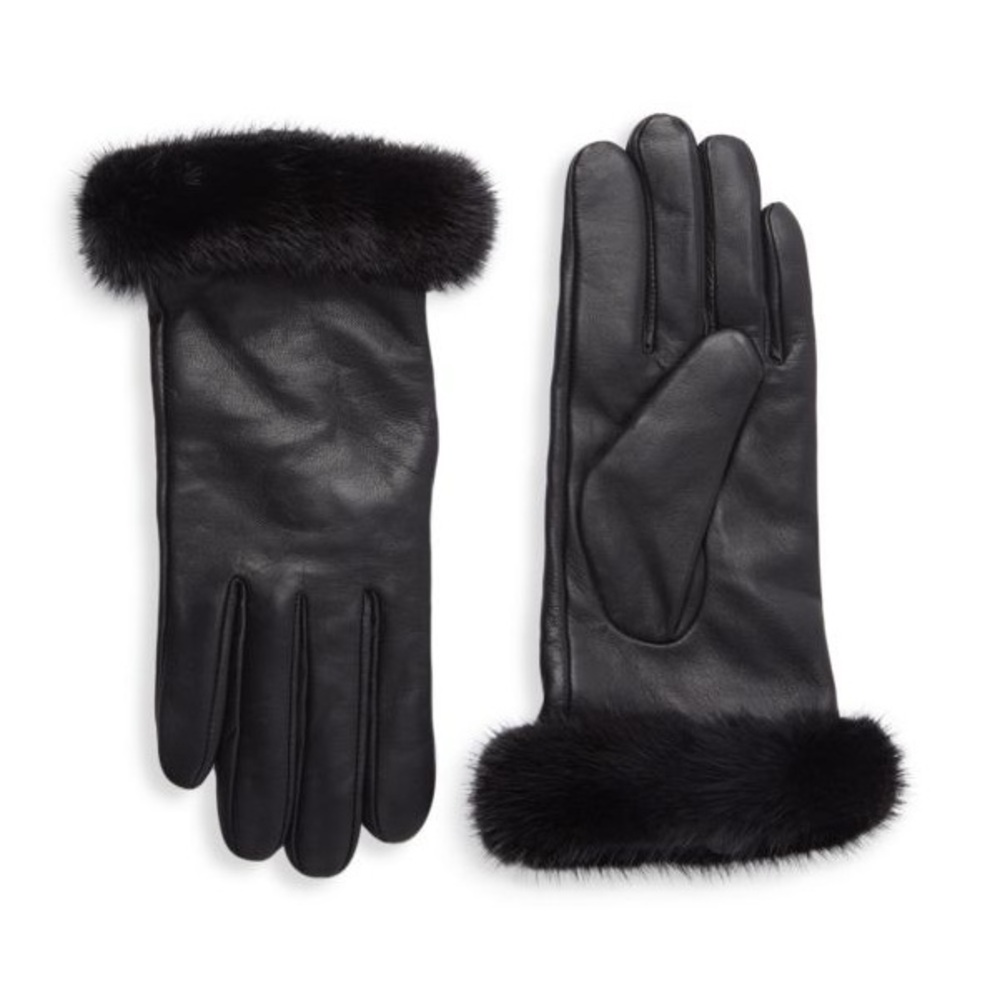 Surell Mink Fur Cuff Leather Gloves